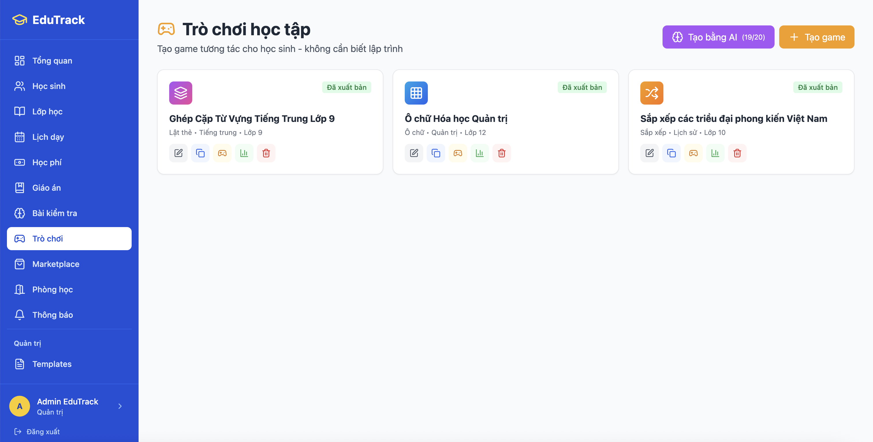Trò chơi học tập - EduTrack