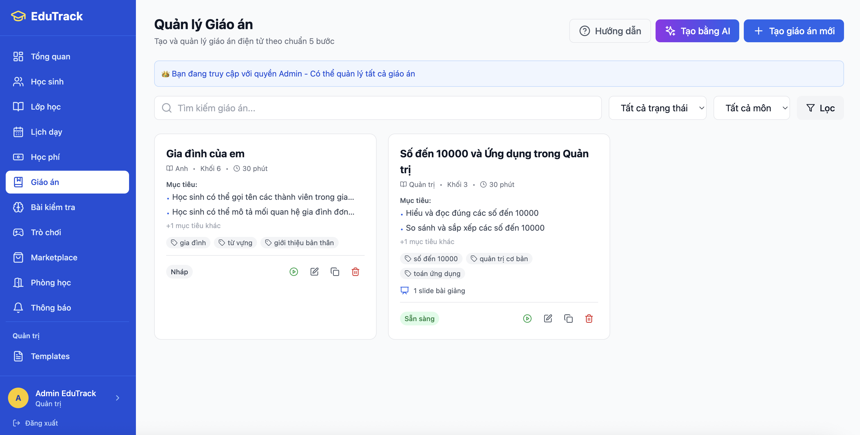 Quản lý giáo án