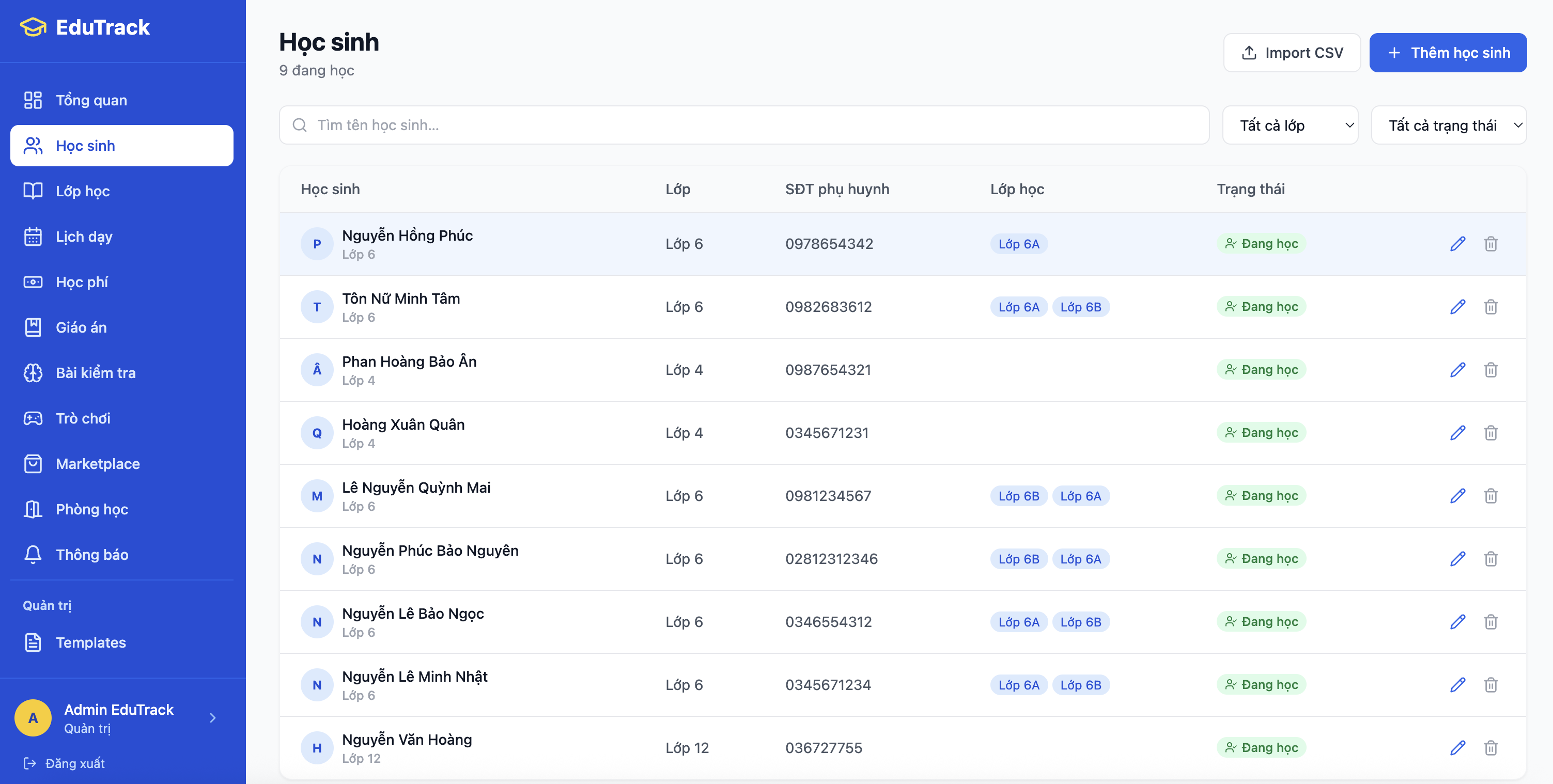 Quản lý học sinh